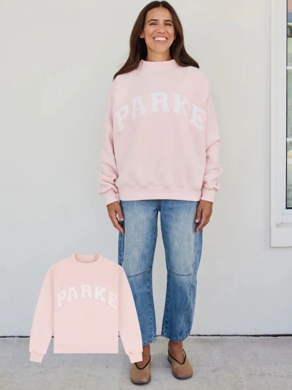 Parke Varsity Mockneck Rose/White Size S/M NWT